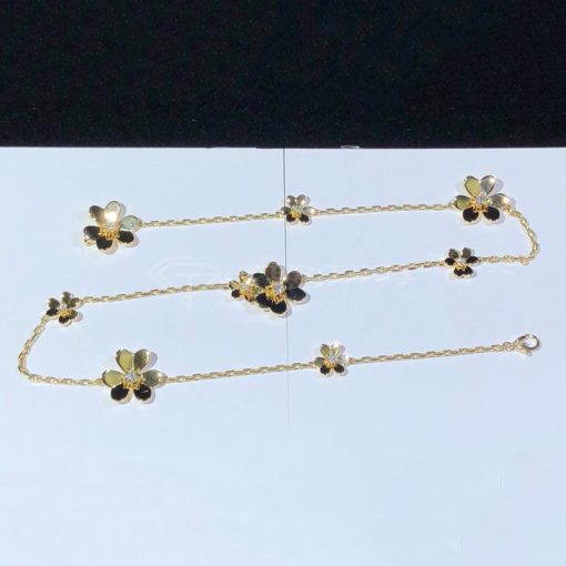 Van Cleef Arpels Frivole Necklace, 9 Flowers Yellow Gold, Diamond VCARD31500