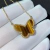 Van Cleef Arpels Lucky Alhambra Butterfly Pendant Yellow Gold, Tiger's Eye VCARD98500