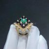 Van Cleef Arpels Bouton D'or Ring Yellow Gold, Chrysoprase, Diamond, Onyx VCARO9MW00