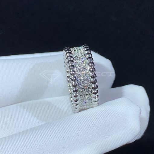 Van Cleef Arpels Perlée Diamonds Ring, 3 Rows White Gold, Diamond VCARN9Q000