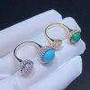 Van Cleef Arpels Perlée Couleurs Between the Finger Ring White Gold, Diamond, Turquoise VCARO9SW00