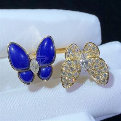 Van Cleef Arpels Two Butterfly Between the Finger Ring Yellow Gold, Diamond, Lapis Lazuli VCARP3DN00