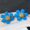 Van Cleef Arpels Rose De Noël Earrings, Yellow Gold, Diamond, Turquoise VCARP7RW00