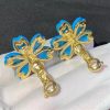 Van Cleef Arpels Rose De Noël Earrings, Yellow Gold, Diamond, Turquoise VCARP7RW00