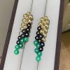 Van Cleef Arpels Bouton D'or Earrings Yellow Gold, Chrysoprase, Diamond, Onyx VCARO77200