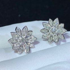 Van Cleef Arpels Lotus Earrings Small Model White Gold Diamond Vcaro96b00 (1)