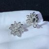 Van Cleef Arpels Lotus Earrings, Small Model White Gold, Diamond VCARO96B00