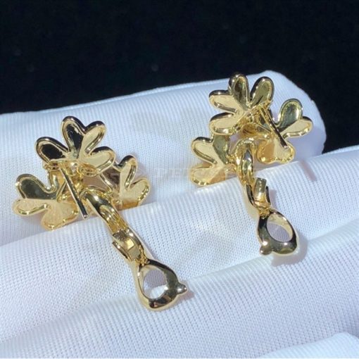 Van Cleef Arpels Frivole Earrings, 3 Flowers, Mini Model Yellow Gold, Diamond VCARP2DV00