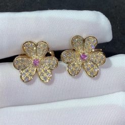 Van Cleef Arpels Frivole Earrings, Small Model Rose Gold, Diamond, Sapphire VCARP6L500