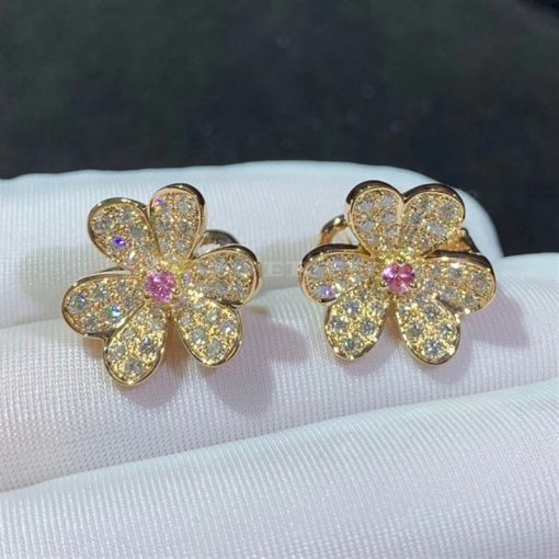 Van Cleef Arpels Frivole Earrings, Small Model Rose Gold, Diamond, Sapphire VCARP6L500