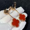 Van Cleef Arpels Magic Alhambra Earrings, 2 Motifs Rose Gold, Carnelian VCARP7RQ00