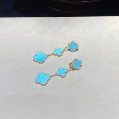 Van Cleef Arpels Magic Alhambra Earrings, 3 Motifs Turquoise