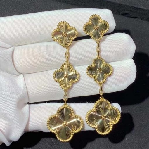 Van Cleef Arpels Magic Alhambra Earrings, 3 Motifs Yellow Gold