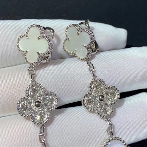 Van Cleef Arpels Magic Alhambra Earrings, 3 Motifs White mother of pearl