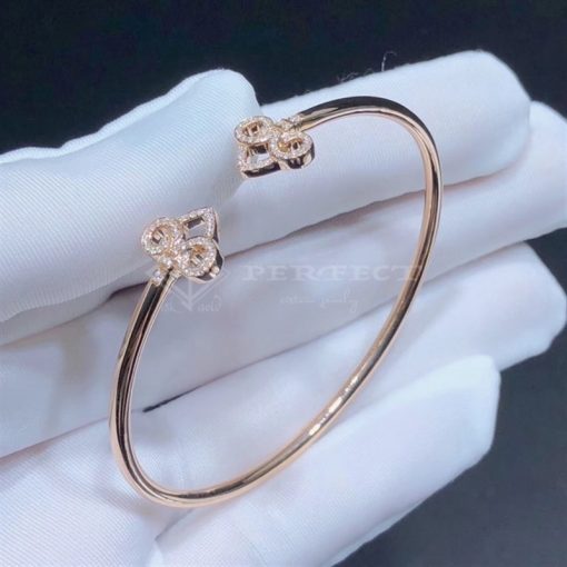 Tiffany & Co. Fleur-de-Lis Diamond Wire Rose Gold Bangle Bracelet