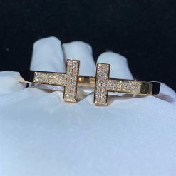 Tiffany T Pavé Diamond Square Bracelet in 18k Gold