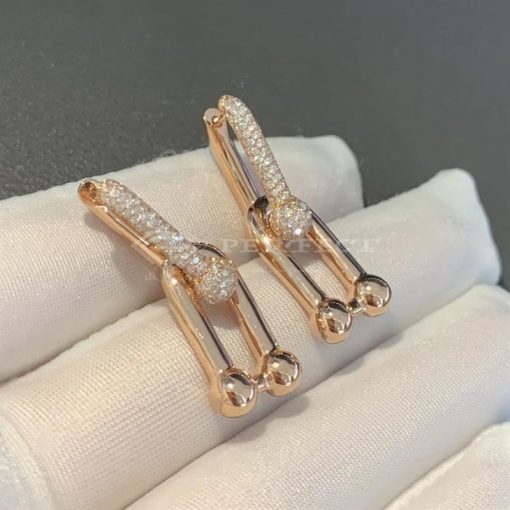 Tiffany HardWear Link Earrings in 18k Rose Gold with Pavé Diamonds