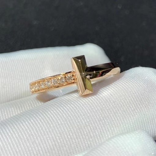 Tiffany T T1 Ring in Rose Gold with Diamonds, 2.5 mm