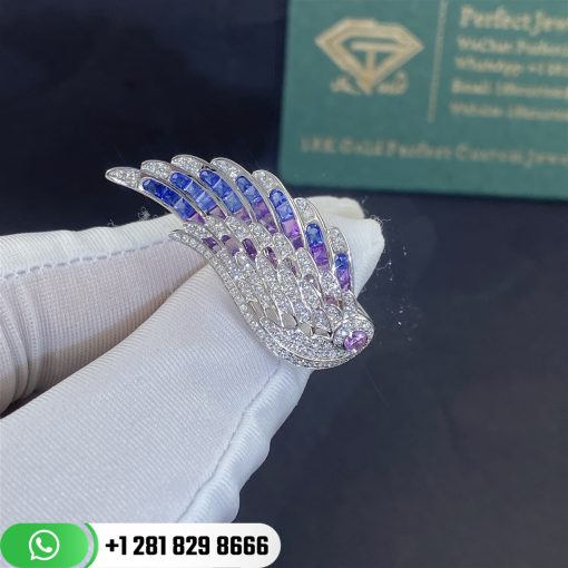 Garrard Wings Embrace Bird of Paradise Ring In 18ct White Gold with Diamonds and Sapphires