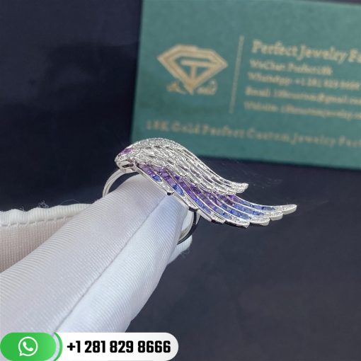 Garrard Wings Embrace Bird of Paradise Ring In 18ct White Gold with Diamonds and Sapphires