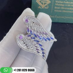 Garrard Wings Embrace Bird of Paradise Drop Earrings In 18ct White Gold with Diamonds and Sapphires