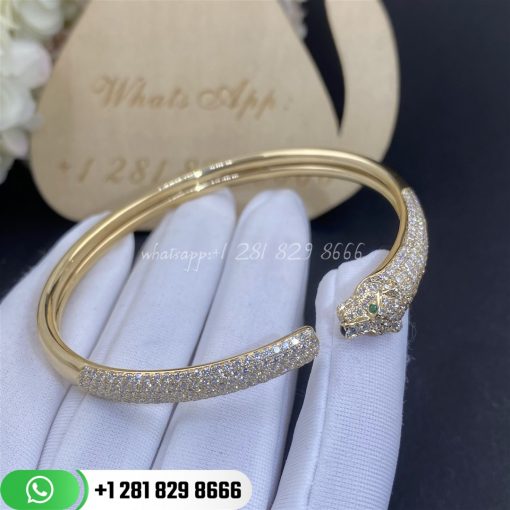 Cartier panthere de cartier bracelet yellow gold onyx emeralds diamonds n6718117 custom jewelry (2)