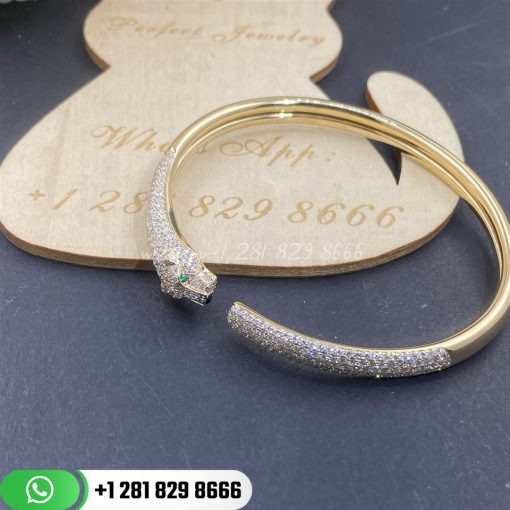 Cartier panthere de cartier bracelet yellow gold onyx emeralds diamonds n6718117 custom jewelry (9)